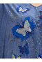 Plus Size Lycra V-Neck Butterfly Printed Short Sleeve Women's Blouse - 4