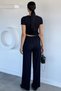 Women's Side Gathered Detailed Blouse and Elastic Waist Pants Two-Piece Set - 4