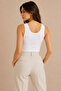 Women's U-Neck Thick Strap Cotton Flexible Basic Undershirt White - 3