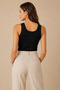 Women's 3-Pack U-Neck Thick Strap Cotton Flexible Basic Undershirt Black - 4