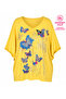 Plus Size Lycra V-Neck Butterfly Printed Short Sleeve Women's Blouse - 2