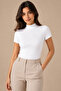 Women's 4-Pack Half Turtleneck Short Sleeve Cotton Stretch Basic T-Shirt White - 2