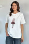 Women's Crew Neck Printed Stone Embroidered T-Shirt
