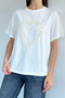 Women's Crew Neck Heart Embroidered T-Shirt - 2