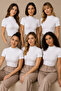 Women's 6-Piece Half Turtleneck Short Sleeve Cotton Stretch Basic T-Shirt White