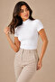 Women's 4-Pack Half Turtleneck Short Sleeve Cotton Stretch Basic T-Shirt White - 3