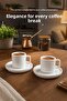 2-Person Striped White Porcelain Coffee Cup Set 100 ml Stylish Coffee Cup Set with Saucers - 7