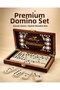 Wooden Domino Set with 28 Stones, Carved Patterns, Interlocking Box, Classic Game Set, Decorative Gift Set