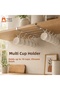 10-Hook Chrome Cup and Mug Hanger – Screwless under Shelf Cup Organizer for Inside Cabinet