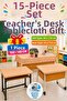 Set of 15 Washable, Stain-Resistant, Elastic School Desk Covers – with Size Options, Teacher's Desk Cover as a Gift