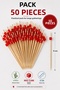 50-Piece Red Cube Bamboo Toothpicks 9 cm Party Invitation Cocktail Sofa Presentation Toothpicks Organization Tableware Set - 3