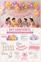 Daisy Birthday Decoration Set Rainbow Party Hat Pastel Balloon Chain Happy Birthday Banner Tablecloth - 3