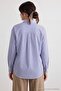 Mavi Oversize Çizgili Dokuma Gömlek TCTAW27TG00010 - 4