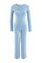 Mavi 3'lü Bolerolu Viskon Fitilli Örme Pijama Takımı THMAW27PT00146 - 4