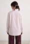 Sarı Çizgili Oversize Poplin Çizgili Dokuma Gömlek TCTAW27TG00006 - 4