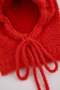 Red Soft Textured Tie-Back Knitwear Balaclava Beanie Twoaw26Br00002 - 4
