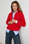 Kırmızı Kalın İçi Polarlı Fermuarlı Dik Yaka Oversize/Geniş Kesim Örme Sweatshirt TWOAW27SW00078