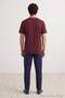 Burgundy - Navy Blue Regular Fit Slogan Printed Knitted Pajama Set Tmnaw27Pt00015 - 5