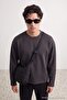 Anthracite Oversize/Comfortable Fit Basic Sweatshirt Tmnaw27Sw00024 - 5