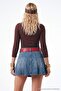 Kahverengi Fitted/Vücuda Oturan Büzgülü Truvakar Kol Crop Örme T-Shirt TWOAW27TS00050 - 7