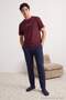 Burgundy - Navy Blue Regular Fit Slogan Printed Knitted Pajama Set Tmnaw27Pt00015
