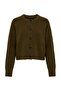Wardrobe Essentials Haki Oversize Yırtmaçlı Yünlü Super Crop Triko Hırka TWOAW27HI00146 - 4