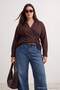 Brown Lacing Detailed Woven Oversized Shirt Tbbaw27Ax00003 - 2