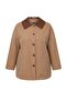 Bej Yakası Suni Deri Detaylı Mono Kapama Oversize Midi Büyük Beden Trençkot TWOAW27BM00011 - 5
