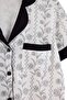 Siyah-Beyaz %100 Pamuklu Çiçekli Manşetli Örme Pijama Takımı THMAW27PT00126 - 4