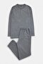 Füme Regular Fit Düğmeli Yaka Örme Pijama Takımı TMNAW27PT00028 - 4