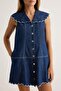 Mavi Yaka Detaylı Kolsuz Mini Denim Elbise TWOAW27EL00146 - 3