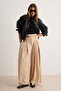 Taş Düz Wide Leg/Geniş Paça Pile Detaylı Örme Pantolon TWOAW27PL00049