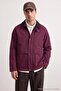 Bordo Regular Fit Kadife Yaka Detaylı Unisex Mevsimlik Mont TMNAW25MO00017 - 3