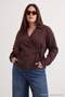 Brown Lacing Detailed Woven Oversized Shirt Tbbaw27Ax00003 - 3