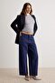 Koyu Mavi DÖKÜMLÜ Yüksek Bel Barrel Jeans TWOAW27JE00147