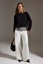 Siyah Soft/Yumuşak Dokunuşlu Dantel Detaylı Reglan Kol Relaxed Kalıp Örme Sweatshirt TWOAW27SW00054 - 2