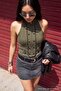 Haki Fitted Halter Yaka Fermuarlı Örme Yelek TWOAW27YE00035 - 5