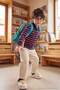 Navy Blue Boys' Polo Collar Striped Knitted T-Shirt Tkdaw27Ts00001 - 5