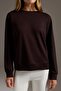 Kahverengi Soft/Yumuşak Dokunuşlu Regular Kalıp Bisiklet Yaka Örme Sweatshirt TWOAW27SW00145 - 3