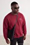 Büyük Beden Bordo Oversize/Geniş Kalıp Baskılı Sweatshirt TMNAW27AO00025 - 2