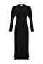 Siyah A-line/Çan Form Bisiklet Yaka Büzgü Drape Detaylı Örme Tesettür Elbise TCTAW27EB00048 - 4