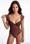 Brown Tulle/Lace Covered Fitted Bodysuit Thmss26Bd00008
