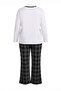 Siyah %100 Pamuklu Kalpli Ekoseli Örme Büyük Beden Pijama Takımı TBBAW27AI00029 - 8