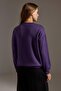 Koyu Mor Soft/Yumuşak Dokunuşlu Oversize/Geniş Kesim Bisiklet Yaka Örme Sweatshirt TWOAW27SW00143 - 4
