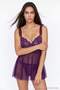 Plum Thin Straps Ruffle Detailed Ruched Tulle Knitted Fancy Nightgown/Babydoll Thmaw27Ll00016 - 2