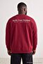 Büyük Beden Bordo Oversize/Geniş Kalıp Baskılı Sweatshirt TMNAW27AO00025 - 4