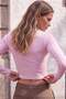 Açık Pembe Düz Fitted Kaçık Yaka Crop/Kısa Pamuklu Kaşkorse Örme Bluz TWOAW27BZ00072 - 5