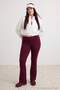 Bordo Fırçalı Soft Kumaş Bel Katlama Detaylı Flare/İspanyol Paça Yoga Örme Spor Tayt TBBAW27BV00006 - 3