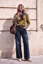Wardrobe Essentials Koyu Mavi Az Esnek Yüksek Bel Wide Leg Geniş Paça Jeans TWOAW27JE00068 - 3