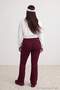 Bordo Fırçalı Soft Kumaş Bel Katlama Detaylı Flare/İspanyol Paça Yoga Örme Spor Tayt TBBAW27BV00006